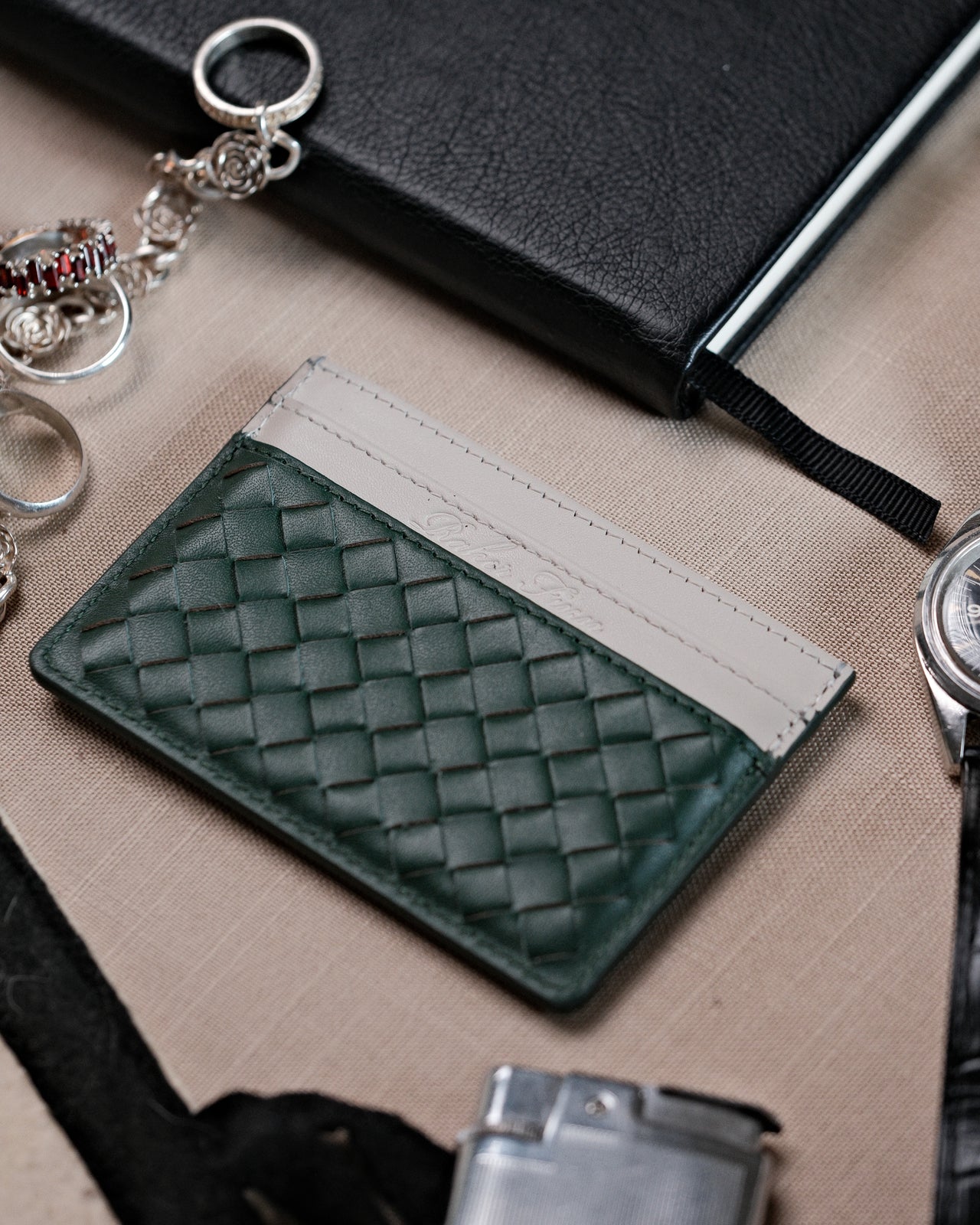 Woven Leather Card Holder