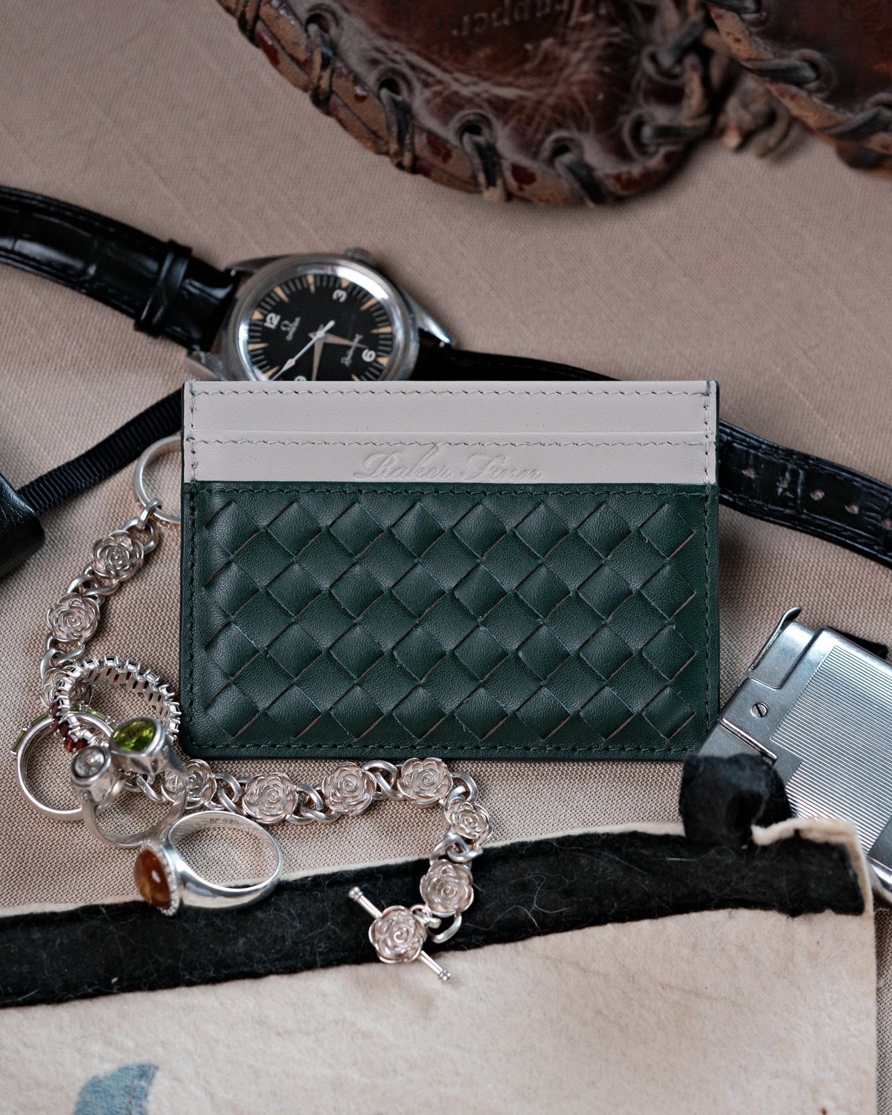 Woven Leather Card Holder